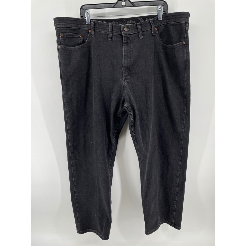 Wrangler Authentics‎ Jeans Mens 44x29 Black Straight Leg Stretch 10ZM3CSDD Denim
